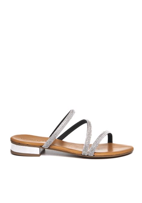 Black strass straps falt sandal VINCENT VEGA | PS20-SS80LAM-NERO